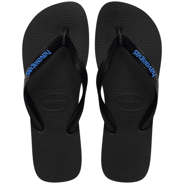Havaianas Men's Top Logo Filete Flip Flops Black/Black/Blue
