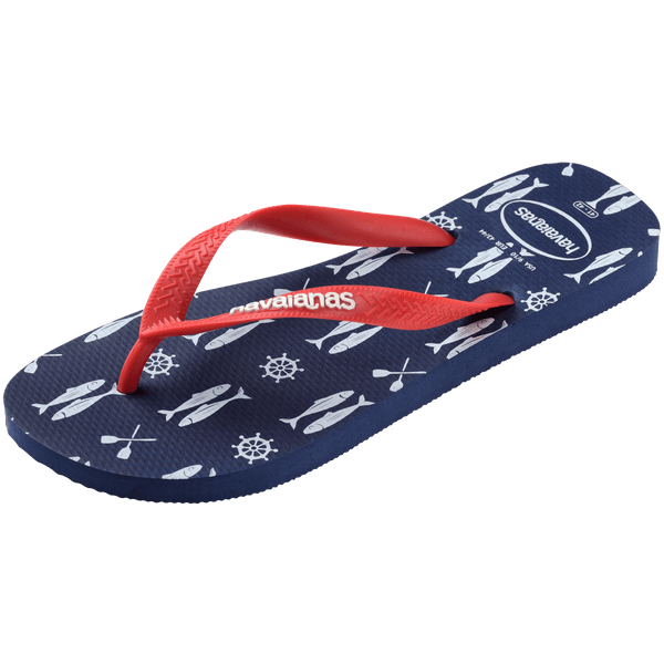 Havaianas Men's Top Nautical Flip Flops Navy Blue/Ruby Red