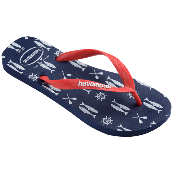 Havaianas Men's Top Nautical Flip Flops Navy Blue/Ruby Red