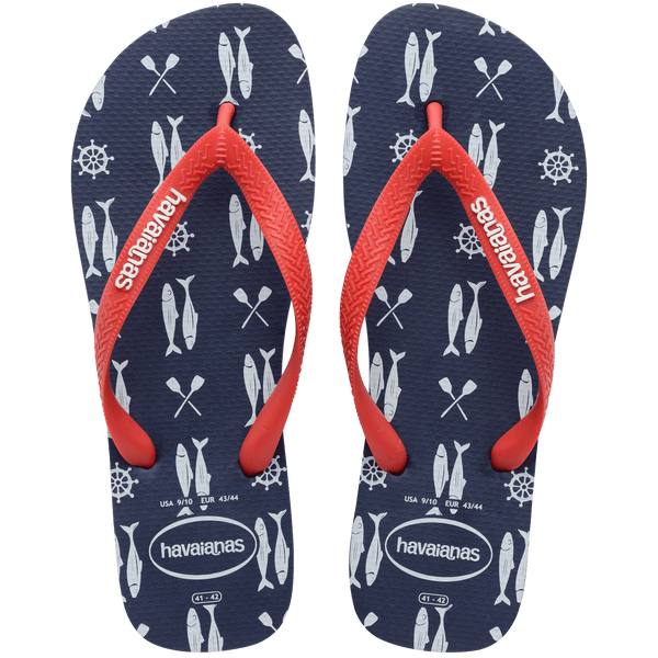 Havaianas Men's Top Nautical Flip Flops Navy Blue/Ruby Red