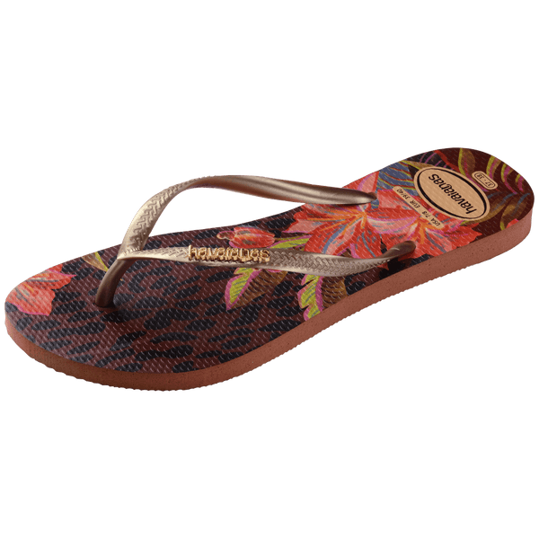 Havaianas Slim Animal Floral Fusion Flip Flops Rust