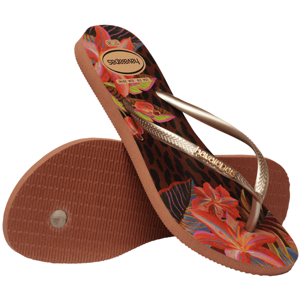 Havaianas Slim Animal Floral Fusion Flip Flops Rust