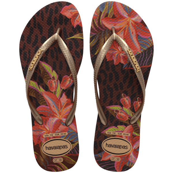 Havaianas Slim Animal Floral Fusion Flip Flops Rust