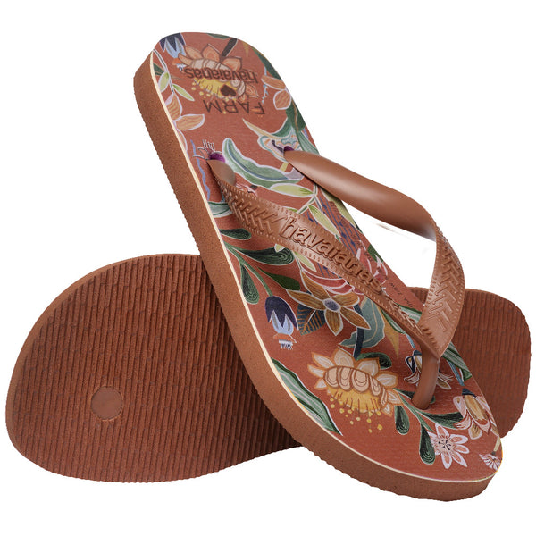 Havaianas Women's FARM Rio Delicate Flowers Top Flip Flops Rust