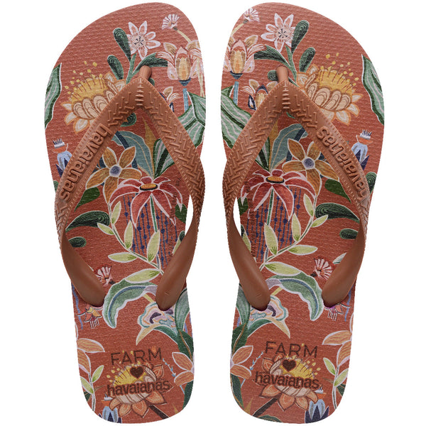 Havaianas Women's FARM Rio Delicate Flowers Top Flip Flops Rust