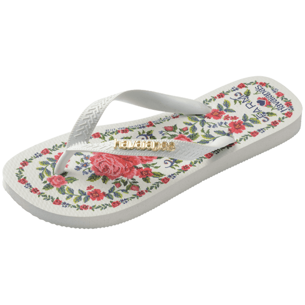 Havaianas Women's FARM Rio Flower Tapestry Top Flip Flops White