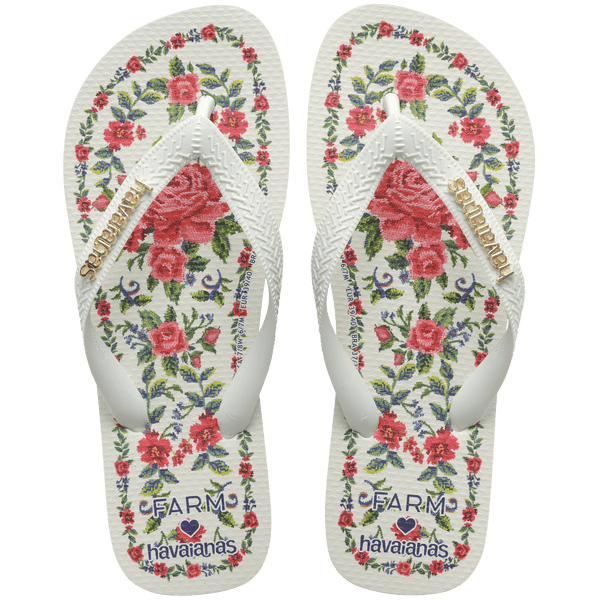 Havaianas Women's FARM Rio Flower Tapestry Top Flip Flops White