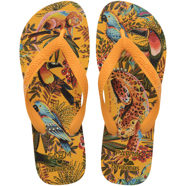Havaianas Women's FARM Rio Into the Jungle Top Flip Flops Yellow Pop
