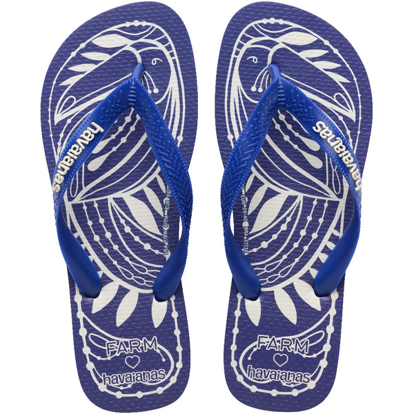 Havaianas Women's FARM Rio Lace Nature Top Flip Flops Marine Blue
