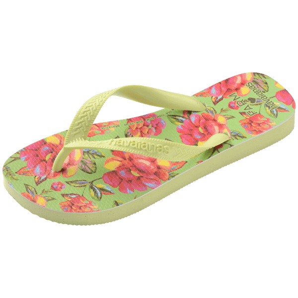 Havaianas Women's FARM Rio Neon Flowers Top Flip Flops MATCHA GREEN