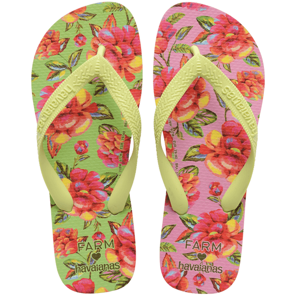 Havaianas Women's FARM Rio Neon Flowers Top Flip Flops MATCHA GREEN