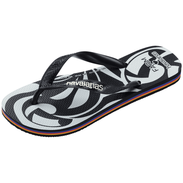 Havaianas Women's FARM Rio Tucanada Rainbow Top Flip Flops Black
