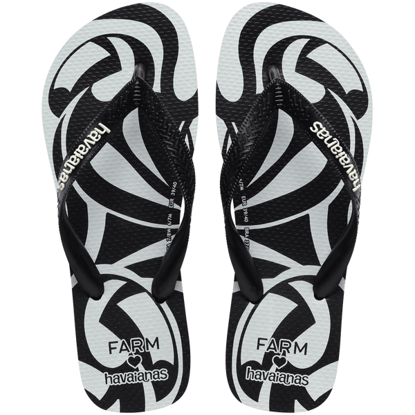 Havaianas Women's FARM Rio Tucanada Rainbow Top Flip Flops Black