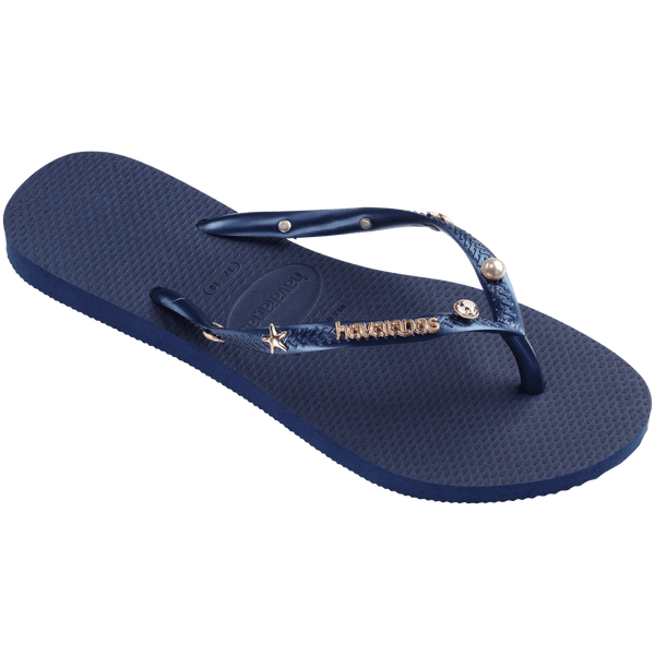Havaianas Women's Luxury Aqua Slim Flip Flops Navy Blue