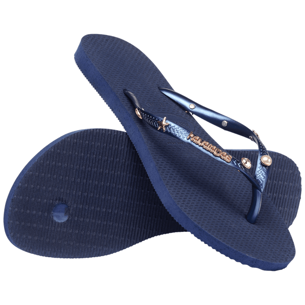 Havaianas Women's Luxury Aqua Slim Flip Flops Navy Blue