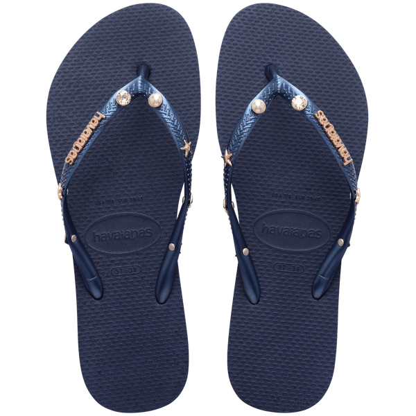 Havaianas Women's Luxury Aqua Slim Flip Flops Navy Blue