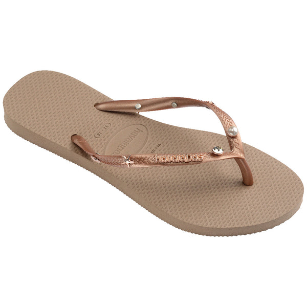 Havaianas Women's Luxury Aqua Slim Flip Flops Rose Gold