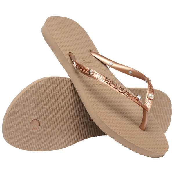 Havaianas Women's Luxury Aqua Slim Flip Flops Rose Gold