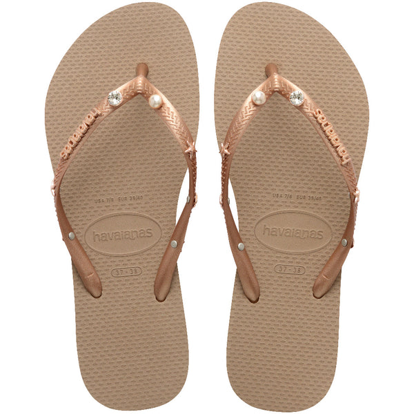 Havaianas Women's Luxury Aqua Slim Flip Flops Rose Gold