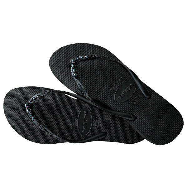 Havaianas Women's Slim Black Pearl Flip Flops BLACK PEARLS