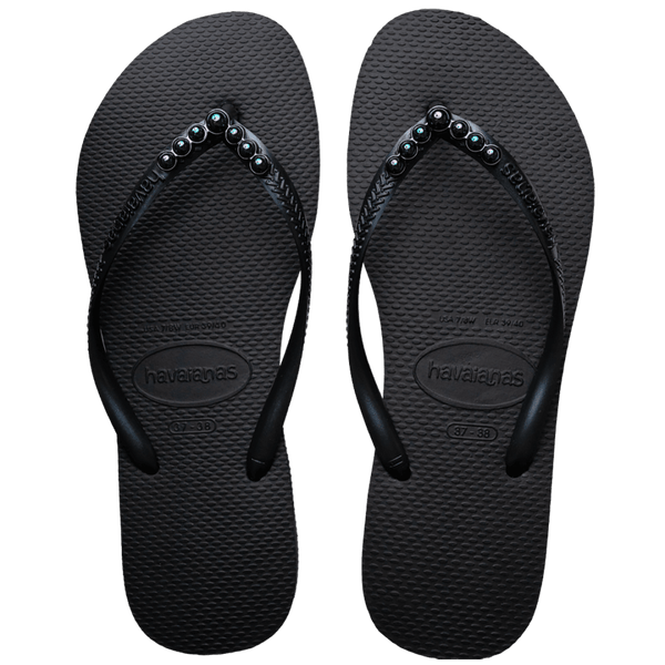 Havaianas Women's Slim Black Pearl Flip Flops BLACK PEARLS