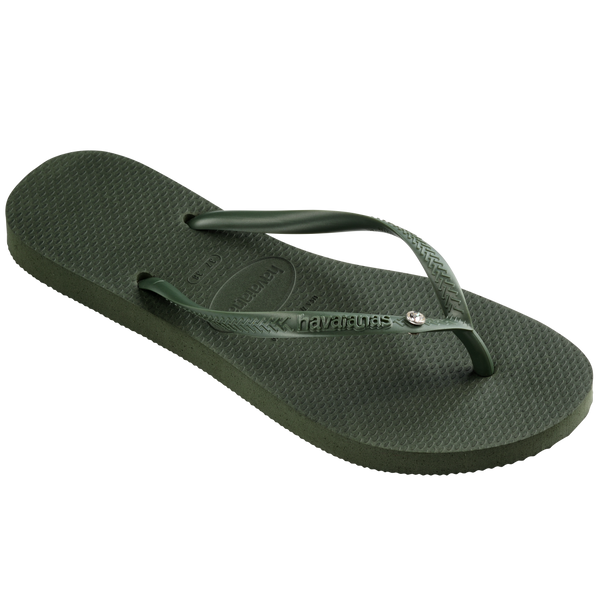 Havaianas Women's Slim Crystal Flip Flops Olive Green