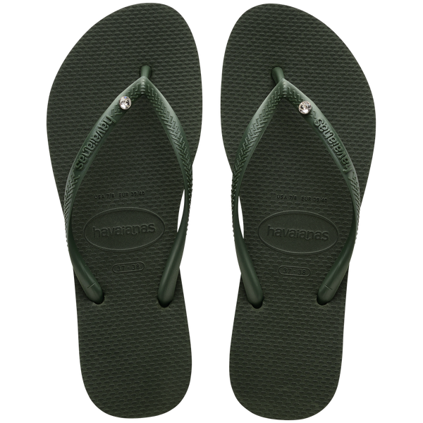 Havaianas Women's Slim Crystal Flip Flops Olive Green