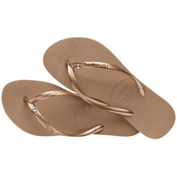 Havaianas Women's Slim Crystal Flip Flops Rose Gold