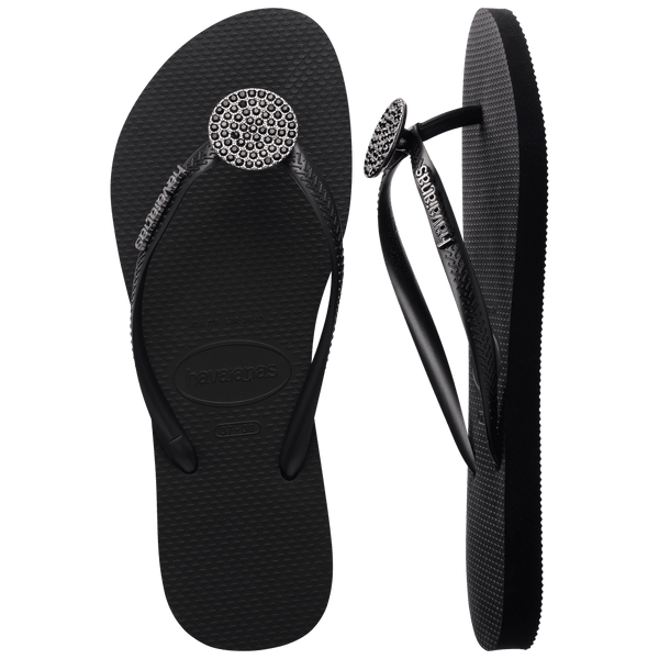 Havaianas Women's Slim Crystal Glow Flip Flop Black