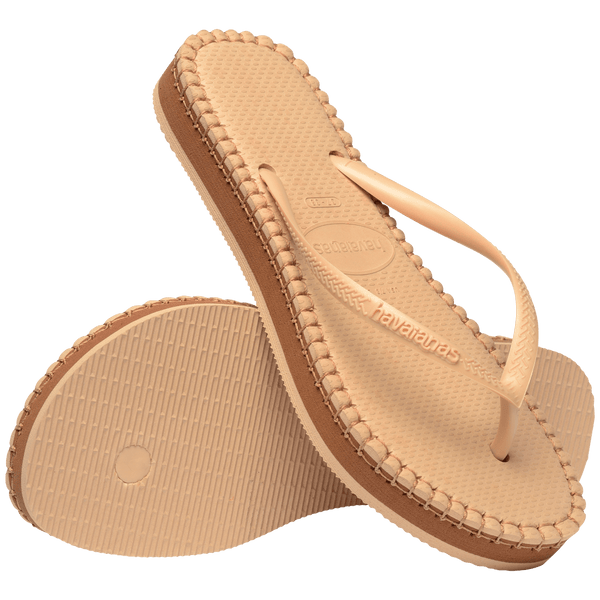 Havaianas Women's Slim Flatform Loop Flip Flops GOLDEN/GOLDEN