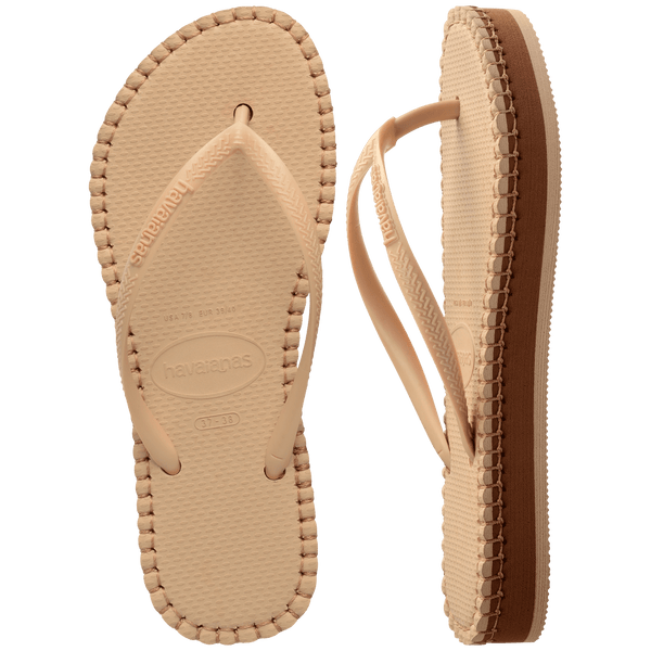 Havaianas Women's Slim Flatform Loop Flip Flops GOLDEN/GOLDEN