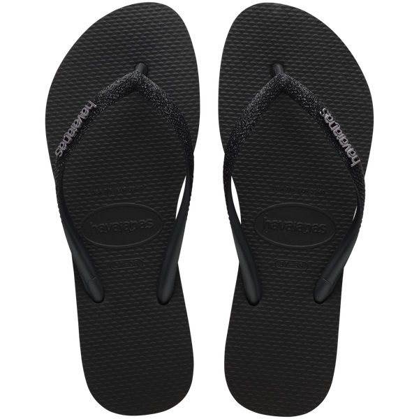 Havaianas Women's Slim Glitter II Flip Flop Black/Black