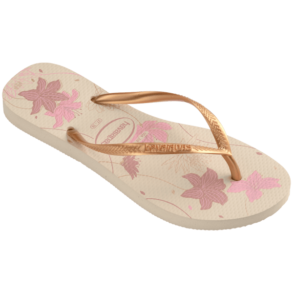 Havaianas Women's Slim Organic Flip Flops BEIGE/GOLDEN