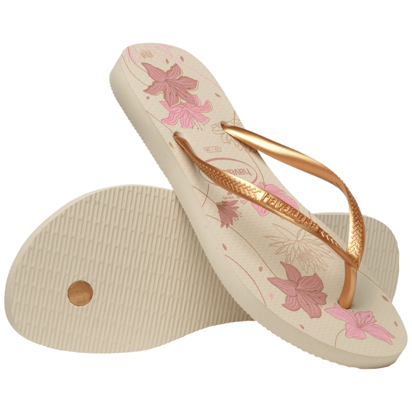 Havaianas Women's Slim Organic Flip Flops BEIGE/GOLDEN