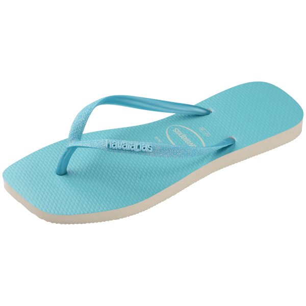 Havaianas Women's Slim Square Glitter Flip Flops Beige/Blue