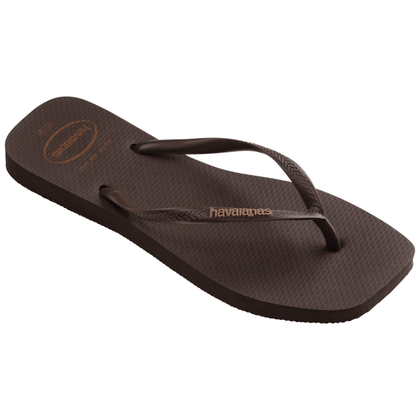 Havaianas Women's Slim Square Logo Pop Up Flip Flops Dark Brown