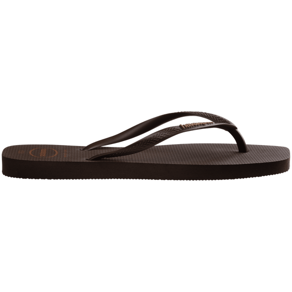 Havaianas Women's Slim Square Logo Pop Up Flip Flops Dark Brown