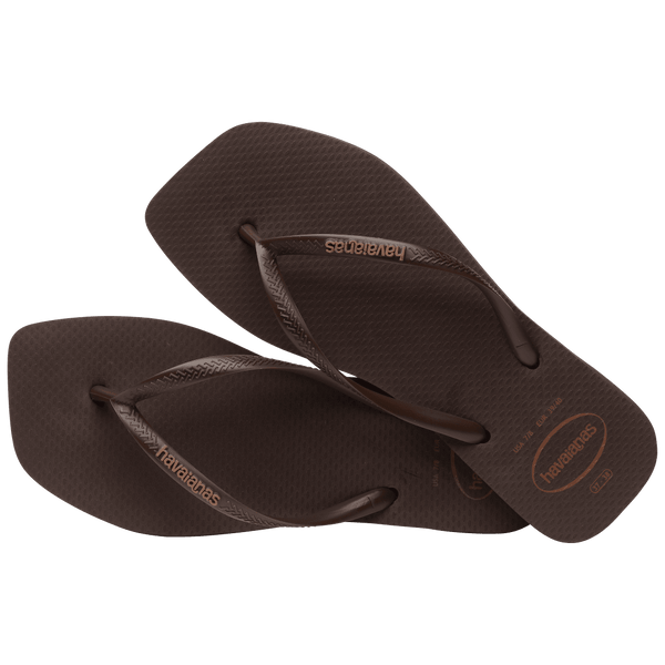 Havaianas Women's Slim Square Logo Pop Up Flip Flops Dark Brown