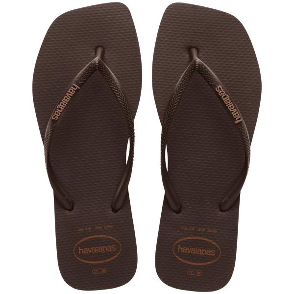 Havaianas Women's Slim Square Logo Pop Up Flip Flops Dark Brown