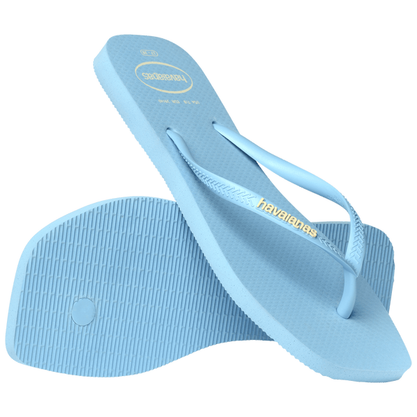 Havaianas Women's Slim Square Logo Pop Up Flip Flops Lavender Blue