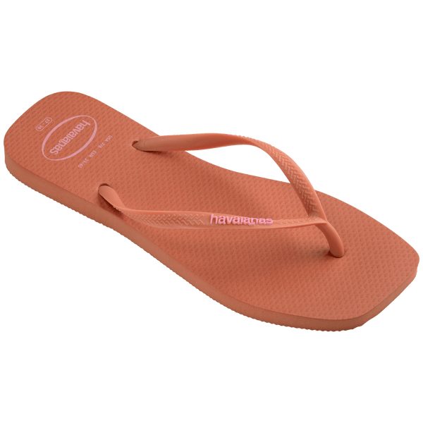 Havaianas Women's Slim Square Logo Pop Up Flip Flops PINK CLAY