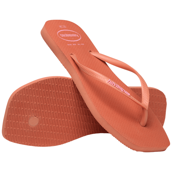 Havaianas Women's Slim Square Logo Pop Up Flip Flops PINK CLAY
