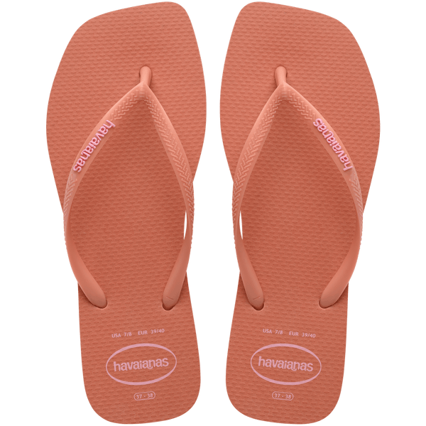 Havaianas Women's Slim Square Logo Pop Up Flip Flops PINK CLAY