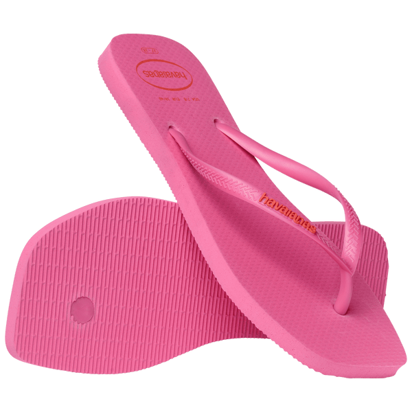 Havaianas Women's Slim Square Logo Pop Up Flip Flops Pink Flux