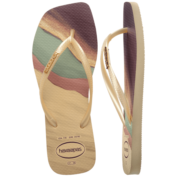 Havaianas Women's Slim Square Trendy Flip Flops BUTTERCREAM