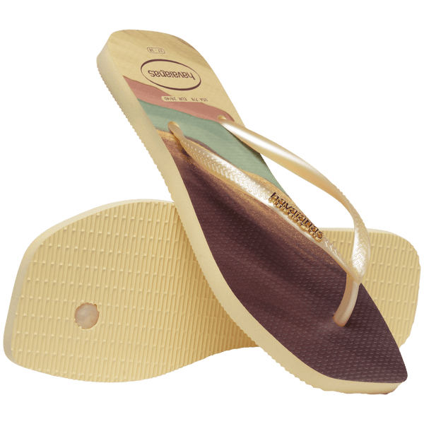 Havaianas Women's Slim Square Trendy Flip Flops BUTTERCREAM