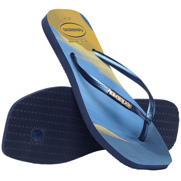 Havaianas Women's Slim Square Trendy Flip Flops Navy Blue
