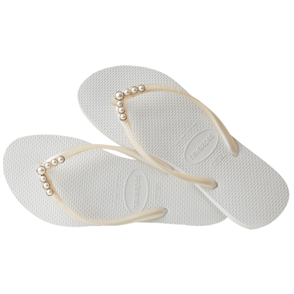 Havaianas Women's Slim White Pearl Flip Flops WHITE PEARLS
