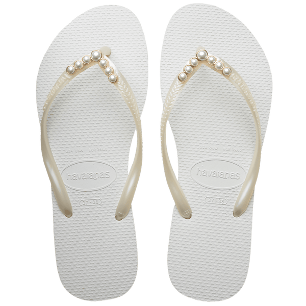 Havaianas Women's Slim White Pearl Flip Flops WHITE PEARLS