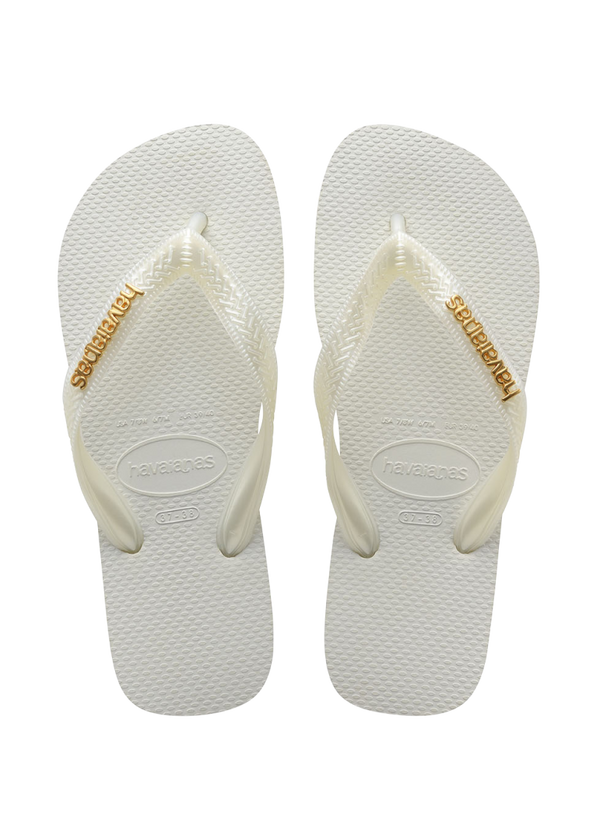 Havaianas Women's Top Logo Metallic Flip Flops White